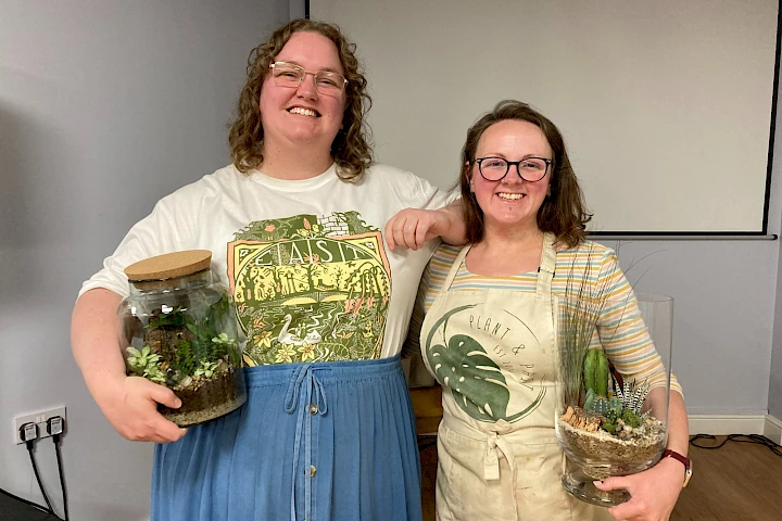Two female representatives from Withernsea Flower and Gardening Club