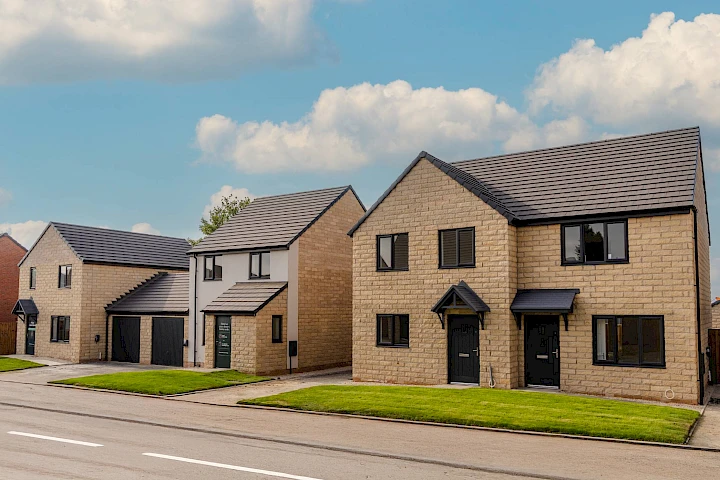 Exterior street scene image of a new build home
