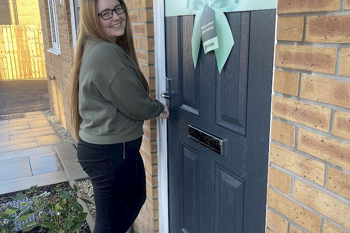 Customer at the front of their home