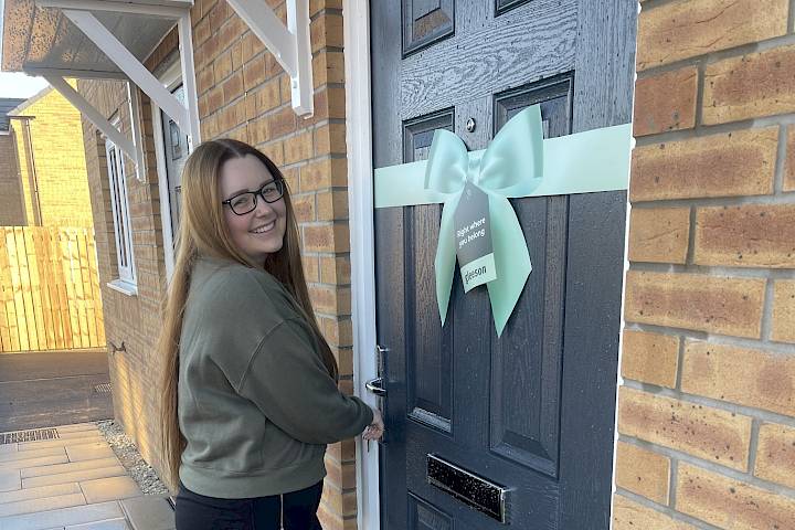 Customer at the front of their home