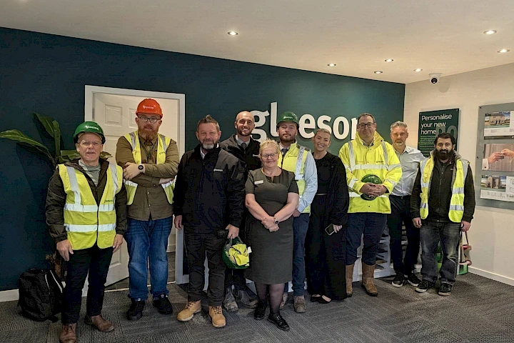 Councillors and Gleeson colleagues in the sales centre at Wood Hall Chase